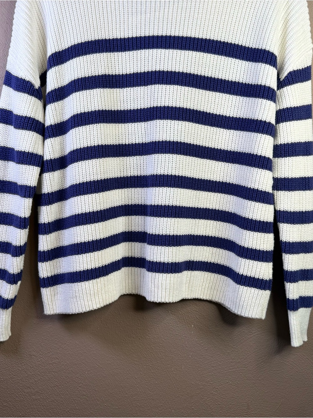 LOFT Women's Nautical Navy & White Stripe Lace Up Sweater Women’s Size Small - Picture 12 of 16